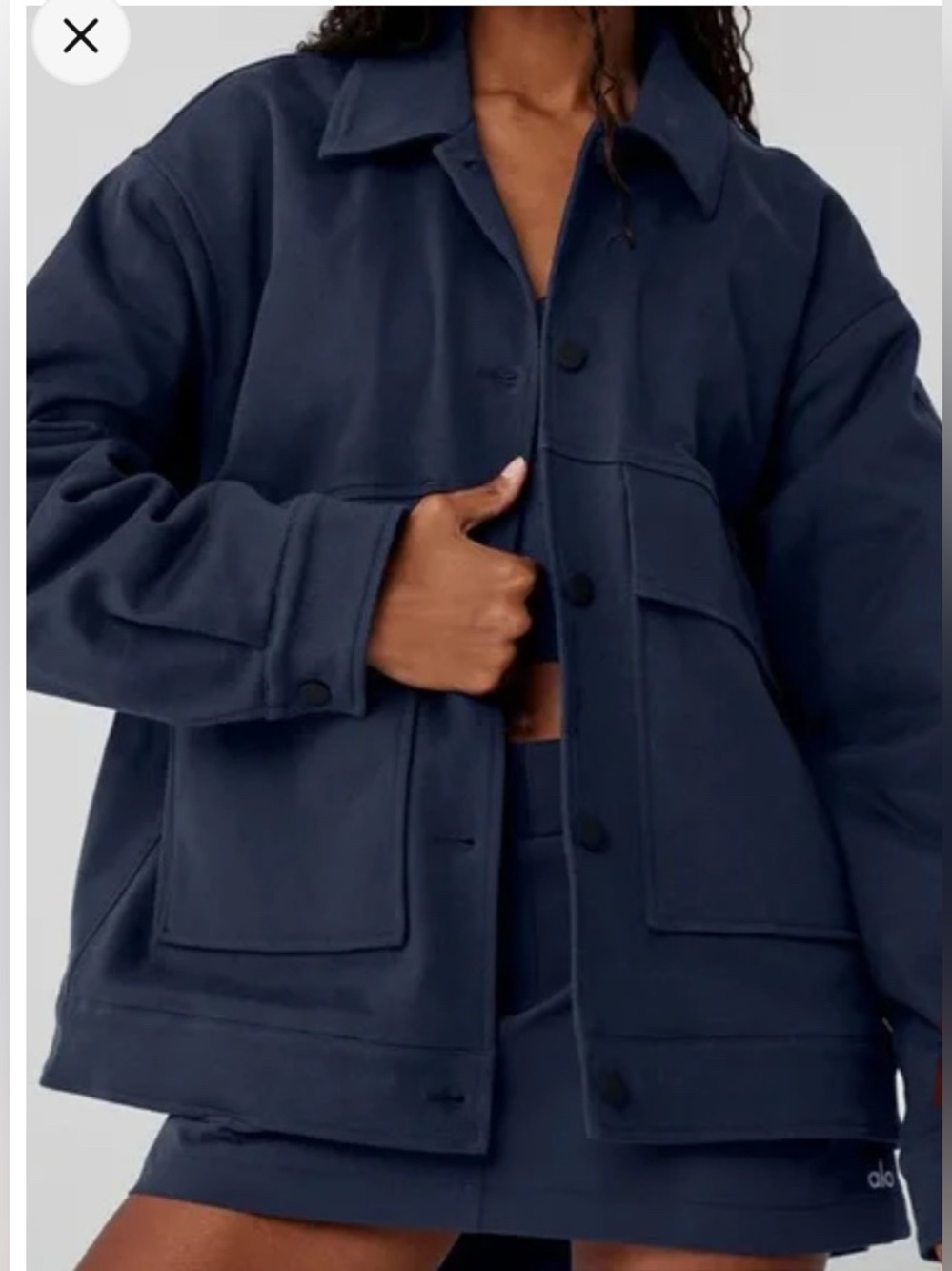 ALO Yoga Navy OVERSIZED One Up Jacket Navy XS BNWOT-UNISEX-SOLD OUT!!!
